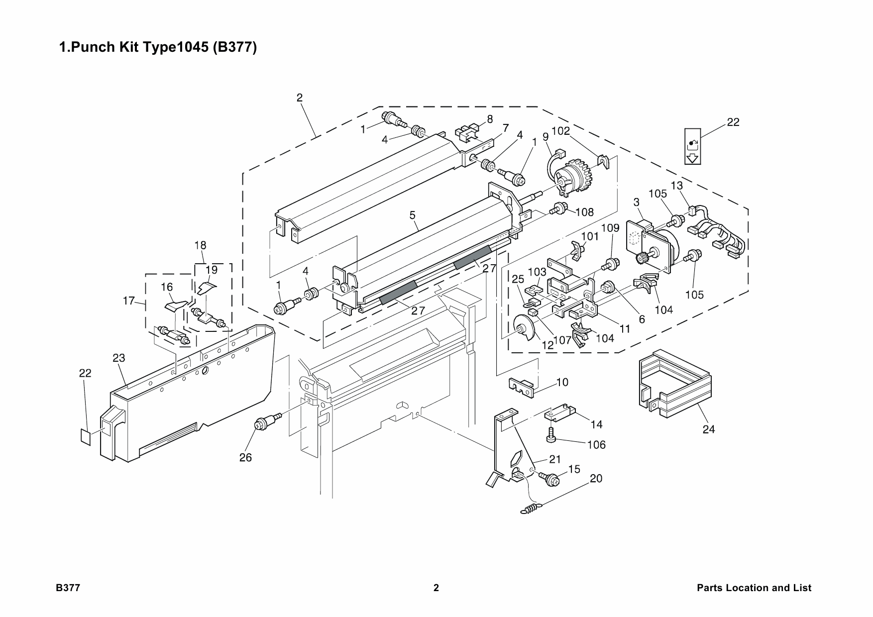 RICOH Options B377 PUNCH-KIT-TYPE-1045 Parts Catalog PDF download-4